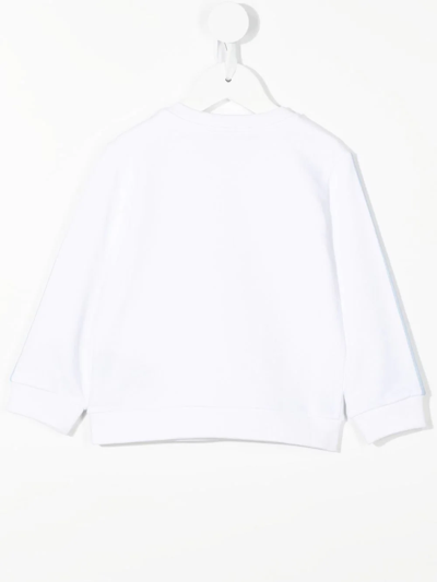 Shop Balmain Two-tone Logo-print Sweatshirt In Weiss