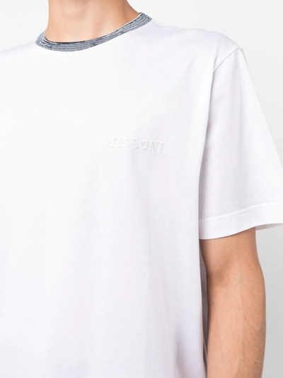 Shop Missoni Contrasting-neckline Detail T-shirt In White