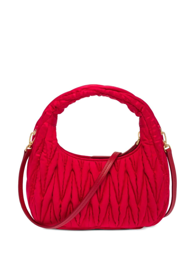 Shop Miu Miu Mini Wander Matelassé Shoulder Bag In Red