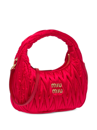 Shop Miu Miu Mini Wander Matelassé Shoulder Bag In Red