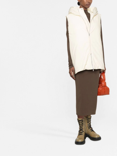 Jil Sander Hooded Gilet Vest Light Beige In Neutrals