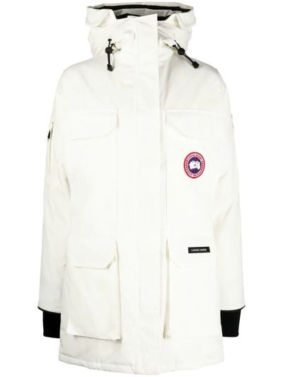 Shop Canada Goose Logo-patch Detail Padded Coat In White