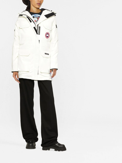 Shop Canada Goose Logo-patch Detail Padded Coat In White