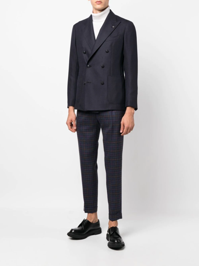 Tagliatore Double-breasted Button Blazer In Blau
