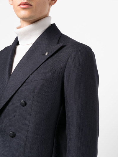 Tagliatore Double-breasted Button Blazer In Blau