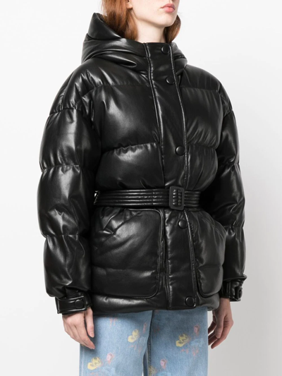 Shop Ienki Ienki Faux-leather Zip-up Padded Jacket In Schwarz