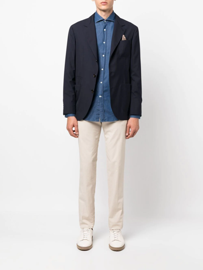 Brunello Cucinelli Long-sleeve Denim Shirt In Blue