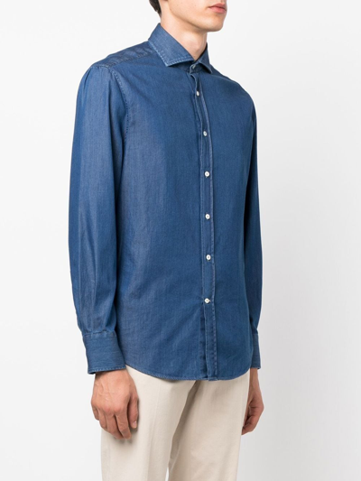 Shop Brunello Cucinelli Long-sleeve Denim Shirt In Blau