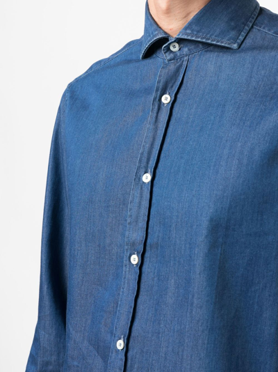 Brunello Cucinelli Long-sleeve Denim Shirt In Blue