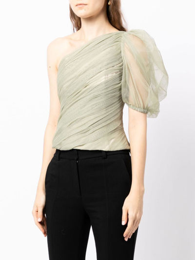 Shop Anouki Draped One-shoulder Top In Green