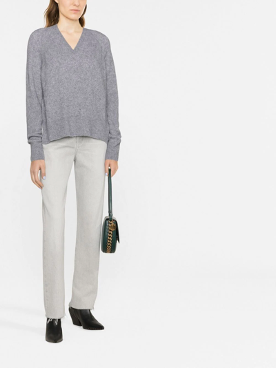 Shop Lorena Antoniazzi V-neck Knitted Jumper In Grey