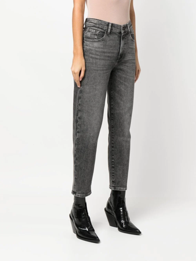 7 For All Mankind Mid-rise Cropped Jeans In Grey