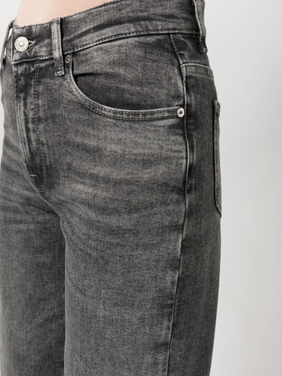 7 For All Mankind Mid-rise Cropped Jeans In Grey