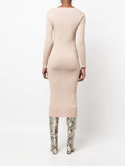 Shop Act N°1 Scoop-neck Ribbed Midi Dress In Nude