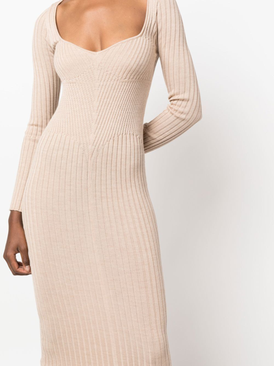 Shop Act N°1 Scoop-neck Ribbed Midi Dress In Nude