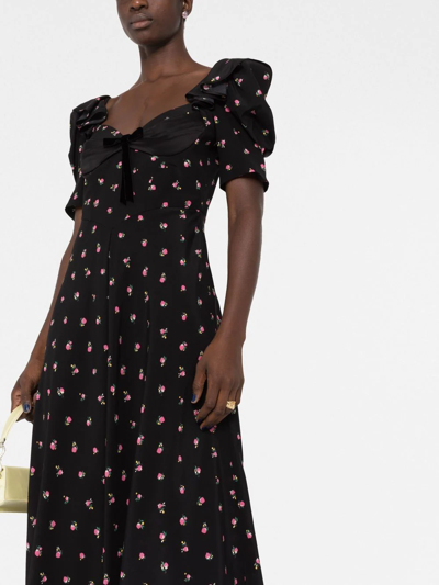 Alessandra Rich Floral-print Midi Dress In Schwarz