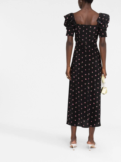 Alessandra Rich Floral-print Midi Dress In Schwarz