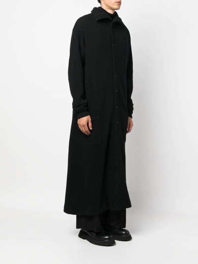 Shop Yohji Yamamoto Fine-knit Ankle-length Coat In Schwarz