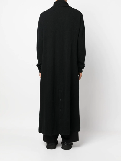 Yohji Yamamoto Spread-collar Crease-effect Coat In Schwarz