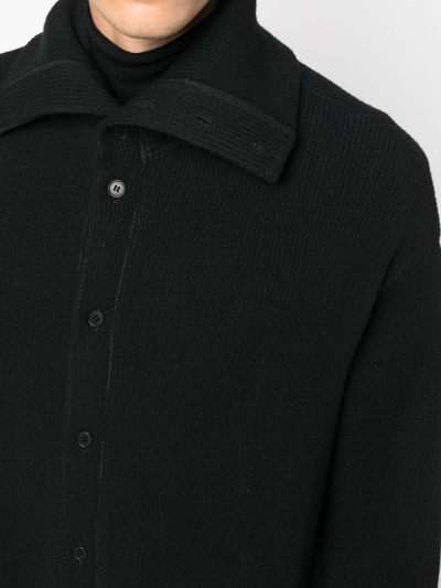 Shop Yohji Yamamoto Fine-knit Ankle-length Coat In Schwarz