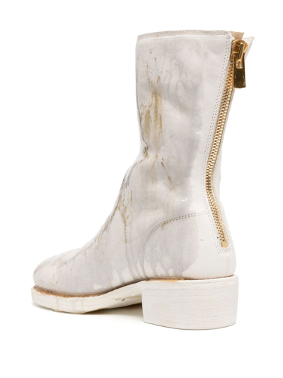 Shop Guidi 40mm Metallic-detail Ankle Boots In White