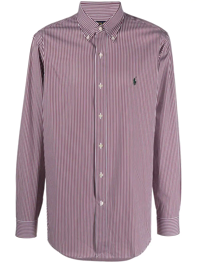 Shop Polo Ralph Lauren Striped Button-down Shirt In Rot