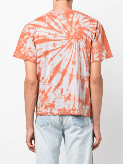 Shop Aries Tie-dye Print Logo T-shirt In Orange