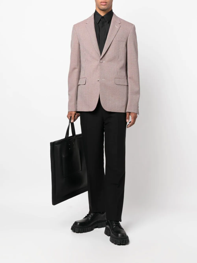 Shop Fendi Single-breasted Houndstooth Blazer In Weiss