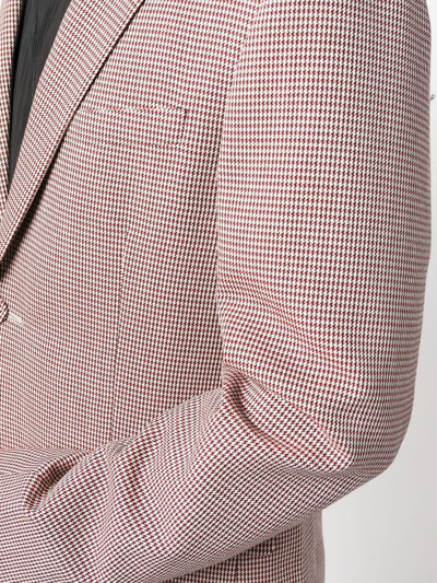 Shop Fendi Single-breasted Houndstooth Blazer In Weiss