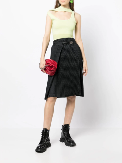 Shop Charles Jeffrey Loverboy Patterned-jacquard Pleated Skirt In Black