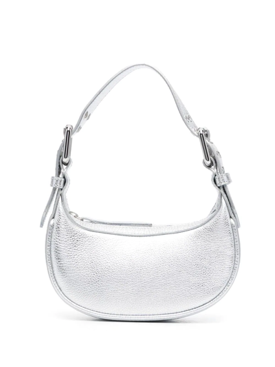 Shop By Far Mini Soho Leather Tote Bag In Silber