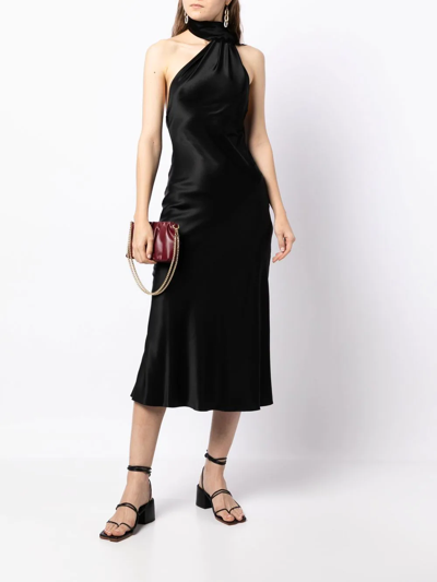 Shop Materiel Asymmetric Halterneck Dress In Black