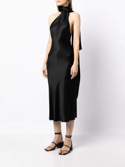 Shop Materiel Asymmetric Halterneck Dress In Black
