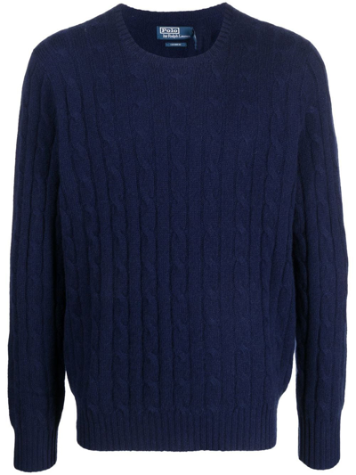 Shop Polo Ralph Lauren Cable Knit Cashmere Sweater In Blue