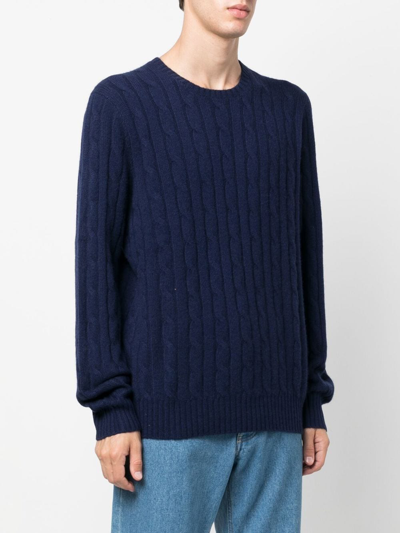 Polo Ralph Lauren Classic Knit Sweater With Ribbed Cuffs And Hem In Blue