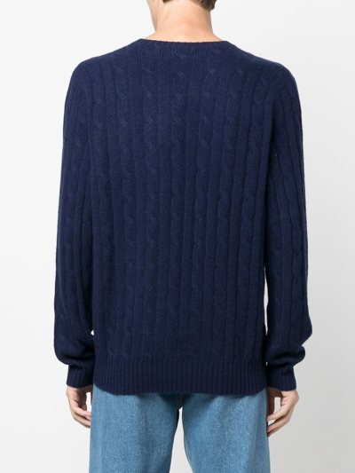 Polo Ralph Lauren Classic Knit Sweater With Ribbed Cuffs And Hem In Blue