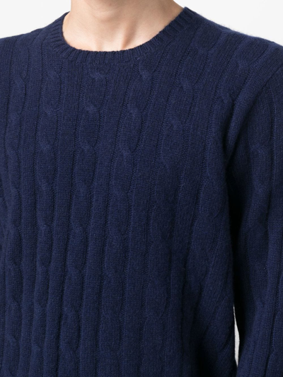 Shop Polo Ralph Lauren Cable Knit Cashmere Sweater In Blue