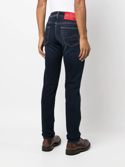 Jacob Cohen Logo-patch Straight-leg Jeans In Blau