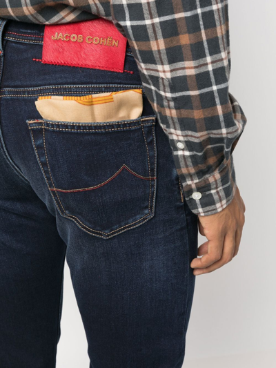 Jacob Cohen Logo-patch Straight-leg Jeans In Blau