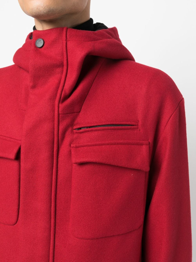 Shop Hevo Itria Hooded Zipped-up Coat In Rot