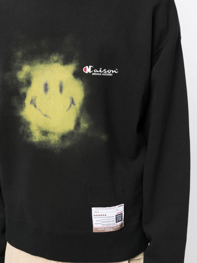 Shop Miharayasuhiro Smiley Face Long-sleeve Sweater In Black