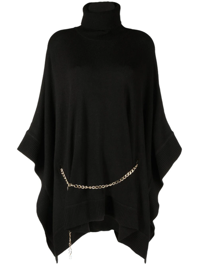 Shop Michael Michael Kors Chain-link Detail Poncho In Black