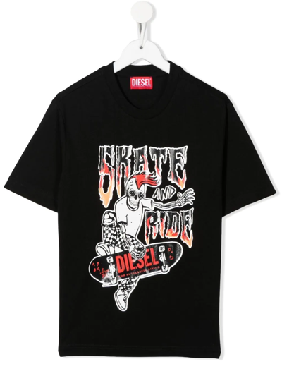 Shop Diesel Skate And Ride T-shirt In Schwarz