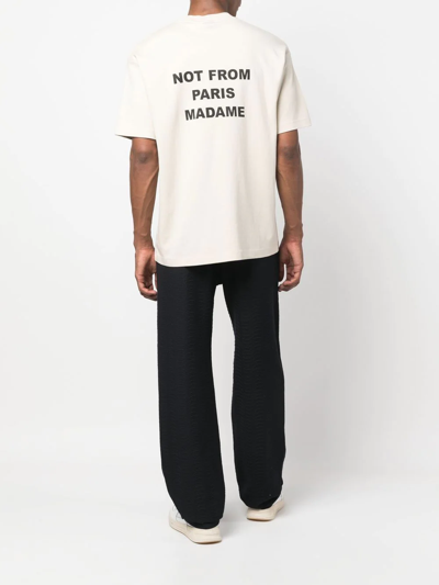 Shop Drôle De Monsieur Slogan Cotton T-shirt In Neutrals