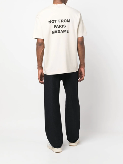 Drôle De Monsieur White Crewneck T-shirt With Slogan Print On The Front And Back In Cotton Man In White