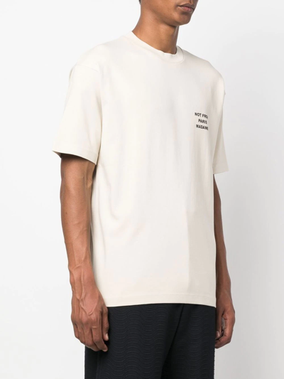 Drôle De Monsieur White Crewneck T-shirt With Slogan Print On The Front And Back In Cotton Man In White