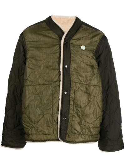 Shop Oamc Quilted Single-breasted Jacket In Grün