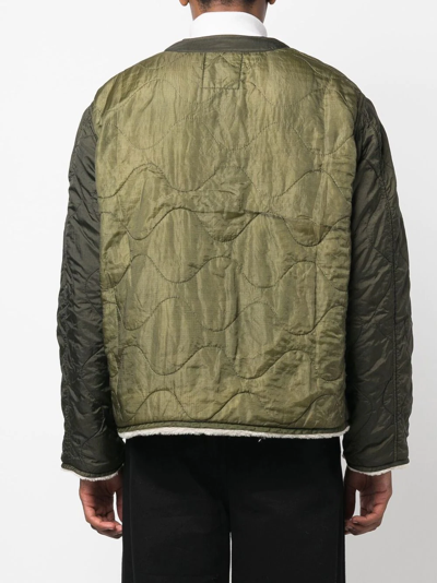 Shop Oamc Quilted Single-breasted Jacket In Grün
