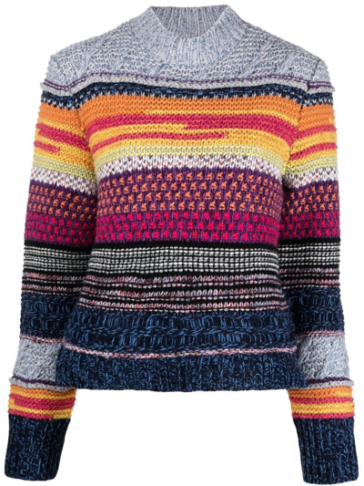 Chloé Multicolor Stripe Sweater In Grey