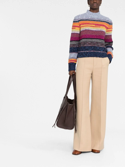 Chloé Multicolor Stripe Sweater In Grey